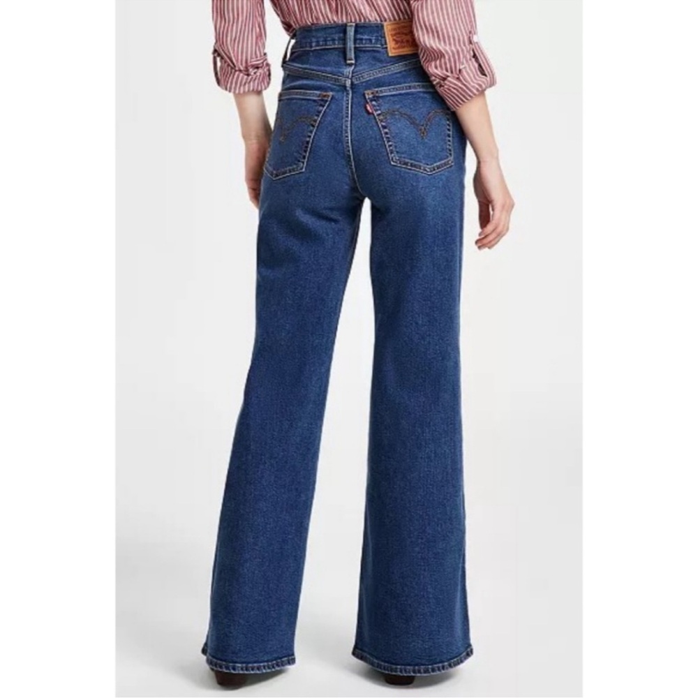 Levi's High Rise Blue Jeans Wide Leg Flare - Picture 7 of 15